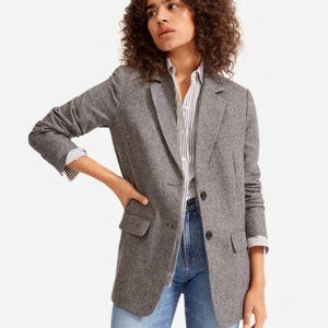 Everlane The Oversized Blazer Herringbone Grey SZ 0
